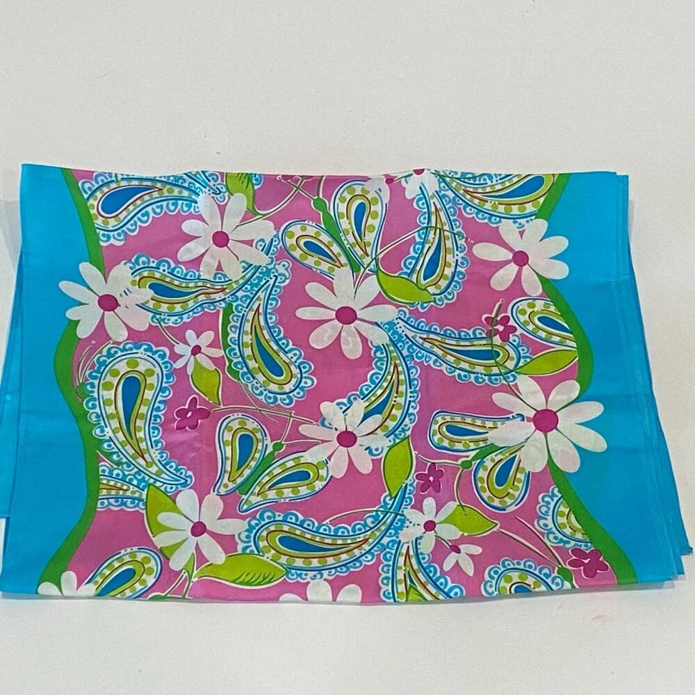 Lilly Pulitzer Ford 2004 100% Silk Scarf Wrap Breast Cancer Rectangular New